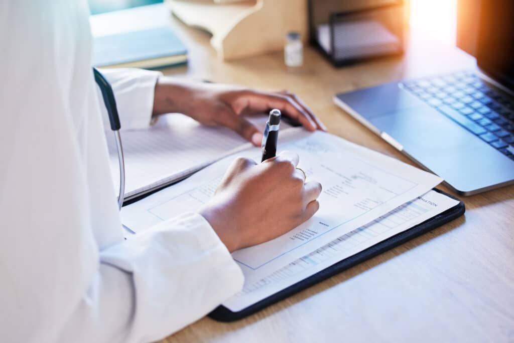 A clinician at a skilled nursing facility (SNF) documents information for a referral partnership.
